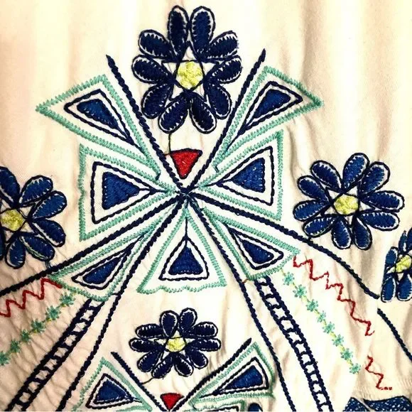 Johnny Was Floral Embroidered Open Draped Waterfall Knit Cardigan White Size M - Picture 5 of 11